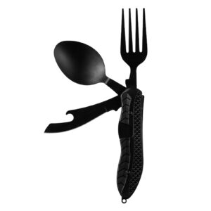 Herramienta con cuchara, cuchillo y tenedor - Cubiertos para camping