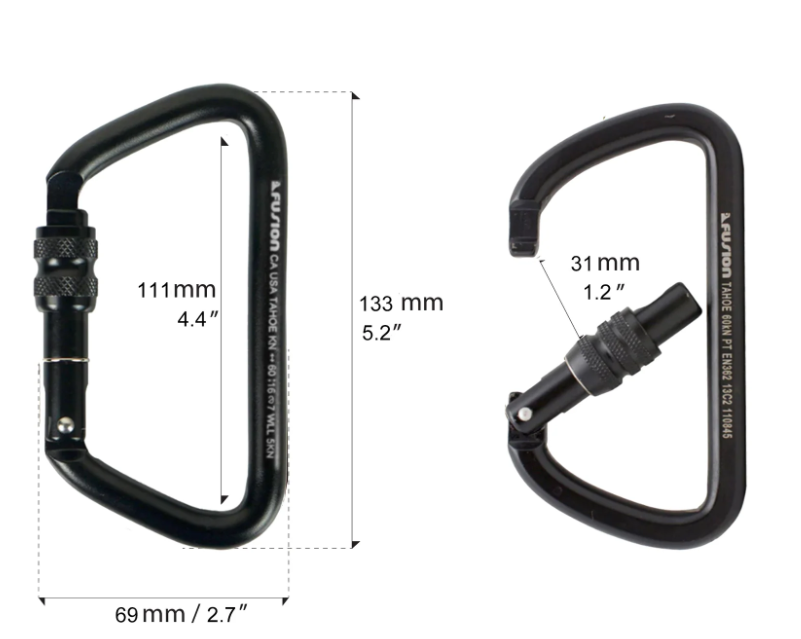 Mosquetón de acero con cierre de rosca Tahoe XL (negro) FUSION - Image 3