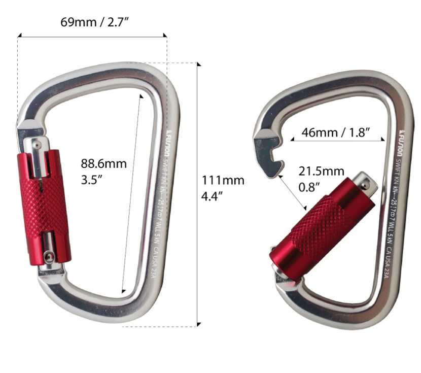 Mosquetón de Seguridad Automático Fusion - Gris/Rojo - FP8106 - Image 2